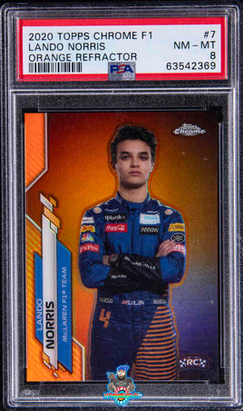 2020 Topps Chrome F1 Orange Refractor #7 Lando Norris Rookie Card 8 of 25 PSA 8 63542369