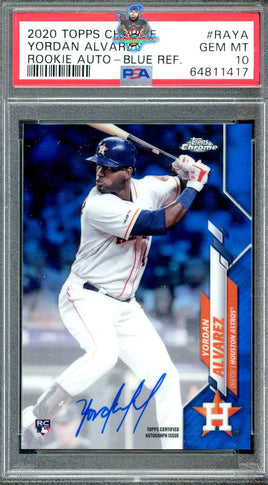 2020 Yordan Alvarez PSA 10 Topps Chrome Rookie Auto Blue Refractor #RAYA 81/150