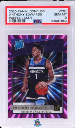 2020 Anthony Edwards PSA 10 Donruss Purple Laser #201 96/99
