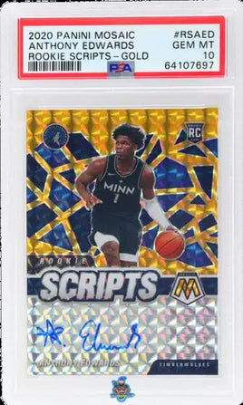 2020 Anthony Edwards PSA 10 Mosaic Rookie Script Gole #RSAED