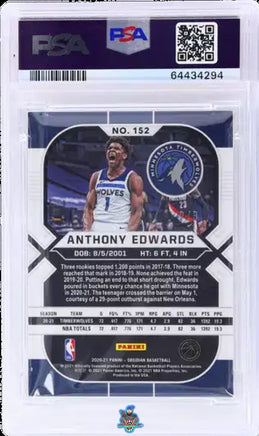 2020 Anthony Edwards PSA 10 Obsidian Electric Etch Blue Finite #152 2/3