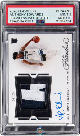 2020 Anthony Edwards PSA 9 10 Flawless Flawless Rookie Patch Auto #FPAANT 24/25