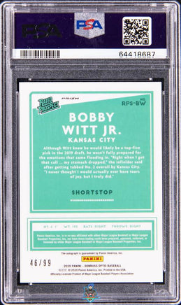 2020 Bobby Witt Jr. PSA 10 10 Donruss Optic Rated Pros Auto Rookie #RPSBW 46/99