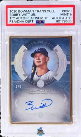 2020 Bobby Witt Jr. PSA 9 Authentic Bowman Trns TC Auto Platinum #BWJ 1/1