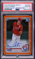 2020 Evan Carter PSA 10 Bowman Draft Chrome DP Auto Orange Refractor #CDAEC 9/25
