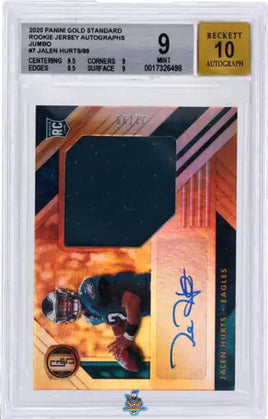 2020 Jalen Hurts BGS 9 10 Gold Standard Rookie Jersey Auto Jumbo #AJJHU 22/99