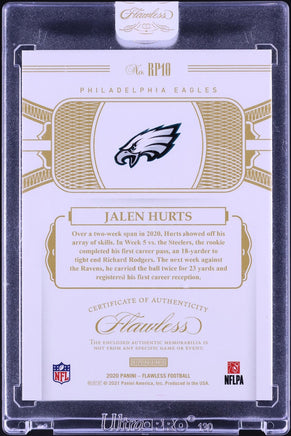 2020 Jalen Hurts Raw Flawless Brand Logo Rookie Nike Patch #RP10 1/2