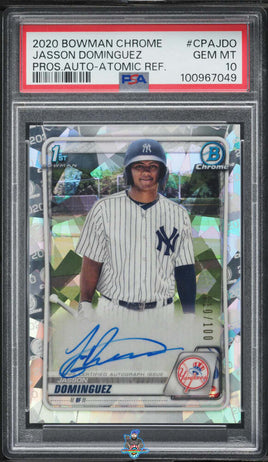 2020 Jasson Dominguez PSA 10 Bowman Chrome Pros Auto Atomic Ref #CPAJDO 10/100
