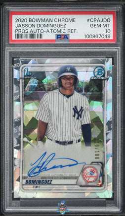 2020 Jasson Dominguez PSA 10 Bowman Chrome Pros Auto Atomic Ref #CPAJDO 10/100