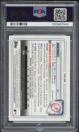 2020 Jasson Dominguez PSA 10 Bowman Chrome Pros Auto Atomic Ref #CPAJDO 10/100