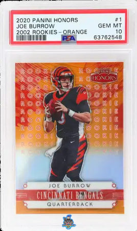 2020 Joe Burrow PSA 10 Honors 2002 Rookies Orange #1 13/25
