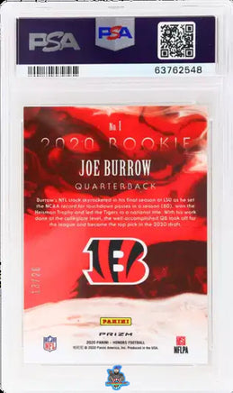 2020 Joe Burrow PSA 10 Honors 2002 Rookies Orange #1 13/25