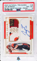 2020 Joe Burrow PSA 8 National Treasures Rke NFL Gear Sig Combo Prime 24/25