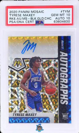 2020 Tyrese Maxey PSA 10 10 Mosaic Rookie Auto Mosaic Black #TYM 3/8