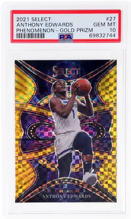 2021 Anthony Edwards PSA 10 Panini Select Phenomenon Gold Prizm #27 7/10