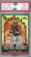 2021 Trey Lance PSA 9 10 Donruss Red Hot Rookie Auto #RHRTLA