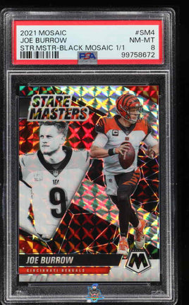 2021 Mosaic Joe Burrow Stair Masters Black Mosaic #SM4 1/1 PSA 8