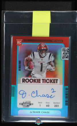 2021 Panini Contenders Optic JaMarr Chase Rookie Ticket Teal Auto #105 31 of 75 UG