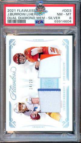 2021 Joe BurrowJustin Herbert PSA 8 Flawless Dual Diamond Memorabilia #DD3 14/20