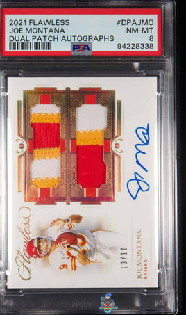 2021 Panini Flawless Dual Joe Montana PATCH AUTO 10 of 10 #DPA-JMO PSA 8 94228338