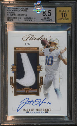 2021 Justin Herbert BGS 8.5 10 Flawless Nike Swoosh Auto Bronze #PAJHE 4/6