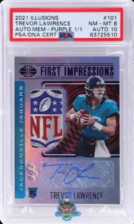 2021 Trevor Lawrence PSA 8 10 Illusions Auto NFL Shield Purple #101 1/1