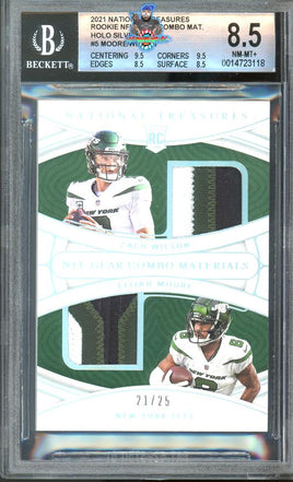 2021 Zach Wilson Elijah Moore BGS 8.5 National Treasures Rookie Dual Patch 21/25