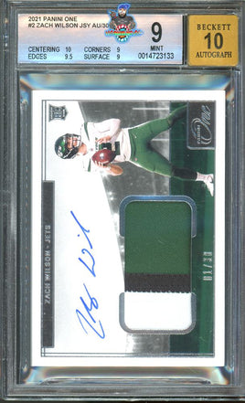 2021 Panini One Zach Wilson Jersey Auto #2 1 of 30 BGS 9 Auto 10 0014723133