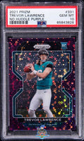 2021 Panini Prizm No Huddle Purple #331 Trevor Lawrence Rookie Card 29 of 35 – PSA 65843826