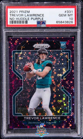 2021 Panini Prizm No Huddle Purple #331 Trevor Lawrence Rookie Card 29 of 35 – PSA 65843826