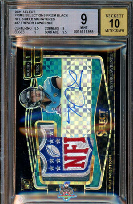 2021 Trevor Lawrence BGS 9 10 Select Prime Auto NFL Shield #PSTLR 1/1