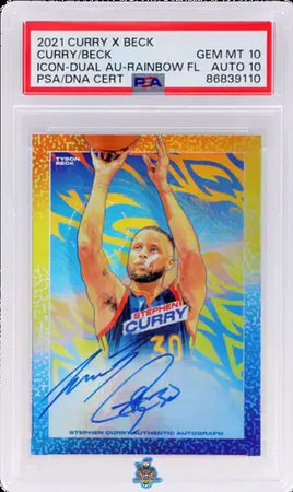 2021 Stephen Curry PSA 10 10 Tyson Beck Icon Dual Auto Rainbow Foil #NA 1/3