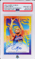 2021 Stephen Curry PSA 10 10 Tyson Beck Icon Dual Auto Rainbow Foil #NA 3/5