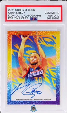 2021 Stephen Curry PSA 10 10 Tyson Beck Icon Dual Auto Rainbow Foil #NA 3/5