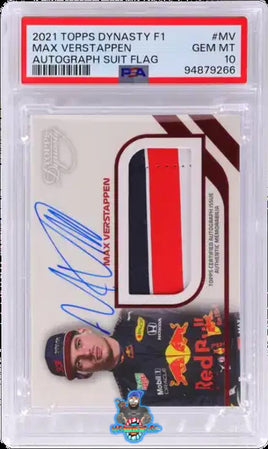 2021 Topps Dynasty Formula 1 Autograph Suit Flag Patch Max Verstappen #MV 2 of 2 PSA 10 94879266