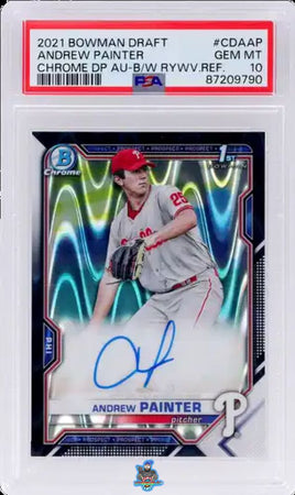 2021 Andrew Painter PSA 10 Bowman Draft Chrome DP Auto Black White RW Ref #CDAAP