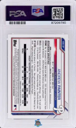 2021 Andrew Painter PSA 10 Bowman Draft Chrome DP Auto Black White RW Ref #CDAAP