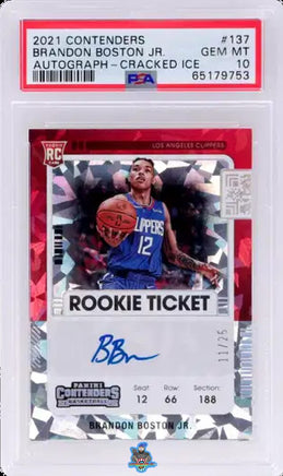 2021 Brandon Boston PSA 10 Contenders Rookie Cracked Ice Auto #137 11/25