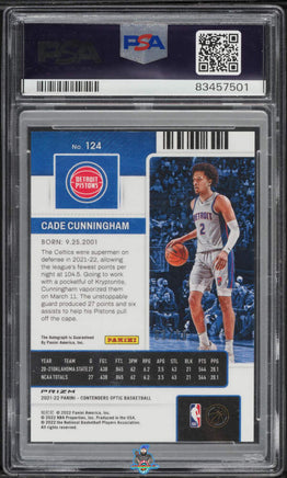 2021 Cade Cunningham PSA 10 8 Contenders Optic Rookie Ticket Auto Gold #124 8/10