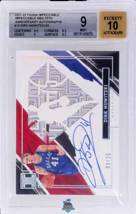 2021 Dirk Nowitzki BGS 9 10 Impeccable NBA 75th Anniversary #75DNK 9/25