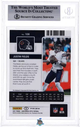 2021 Justin Fields BGS 9 Contenders Optic Rookie Ticket Gold Vinyl Auto #108 1/1