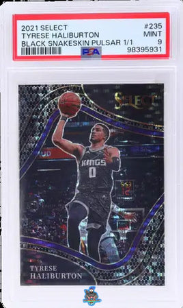 2021 Tyrese Haliburton PSA 9 Select Black Snakeskin Pulsar #235 1/1