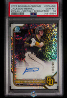 2022 Bowman Chrome Jackson Merrill Prospect Auto Speckle Refractor #CPAJME 118 of 299 PSA 10 70615894