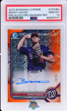 2022 Brady House PSA 10 Bowman Chrome Pros Auto Orange Shimmer Auto #CPABH 12/25