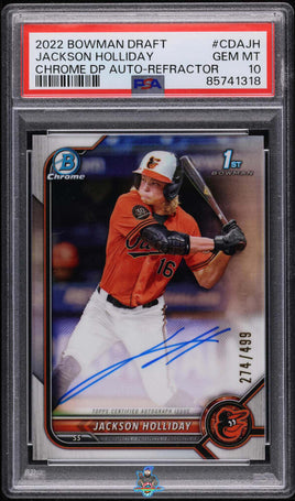 2022 Bowman Chrome Refractor Jackson Holliday ROOKIE AUTO 274 of 499 #CDA-JH PSA 10 85741318