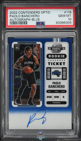 2022 Paolo Banchero PSA 10 Contenders Optic Auto Blue #118 /49