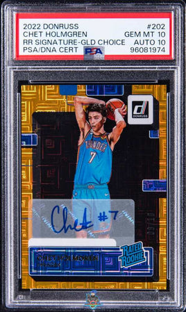 2022 Chet Holmgren PSA 10 10 Donruss Rated Rookies Auto Gold #202 /10