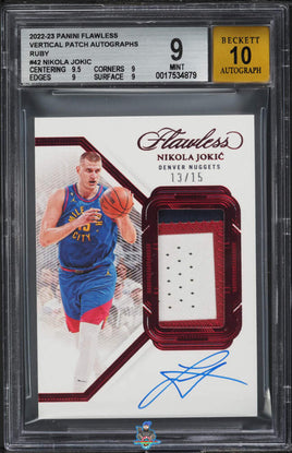 2022 Nikola Jokic BGS 9 10 Flawless Vert Patch Auto Ruby #VPAJNC /15