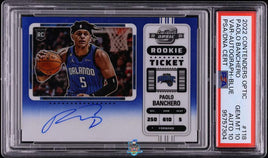 2022 Contenders Optic Blue Paolo Banchero Rookie Auto #118 /49 PSA 10 Auto 10