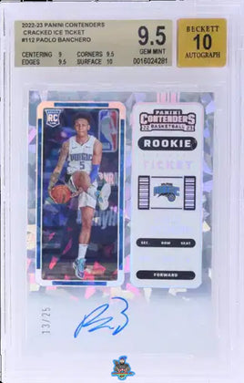 2022 Panini Contenders Rookie Ticket Autograph Cracked Ice Paolo Banchero #112 13 of 25 BGS 9.5 Auto 10 0016024281